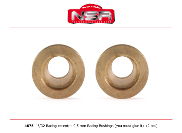 NSR 4875 Racing Exzenterbuchsen - 0,5 mm - 3/32 selbstschmierend & reibungsfrei (2 Stück)